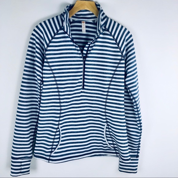 Lucy Tops - Lucy Navy & White Stripe Pocketed Pullover Hoodie